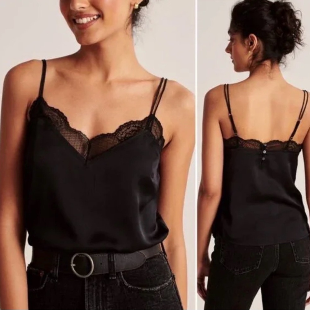 Abercrombie & Fitch Black Camisole with Lace Trim XS